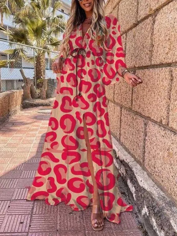 Selena - Vestido maxi de verano con estampado floral para mujer