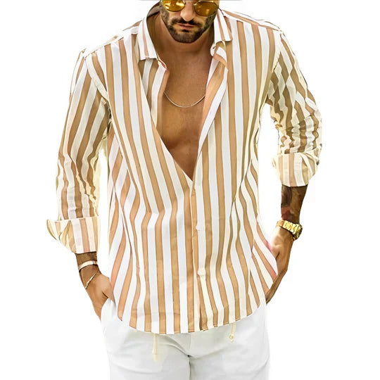 Valentino - Camisa Casual y a Rayas de Verano Island