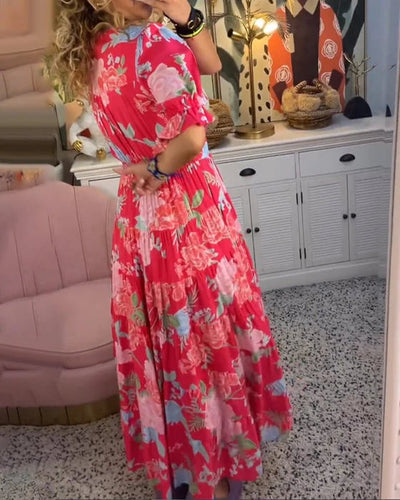 Miriam - Vestido con escote en pico y estampado floral