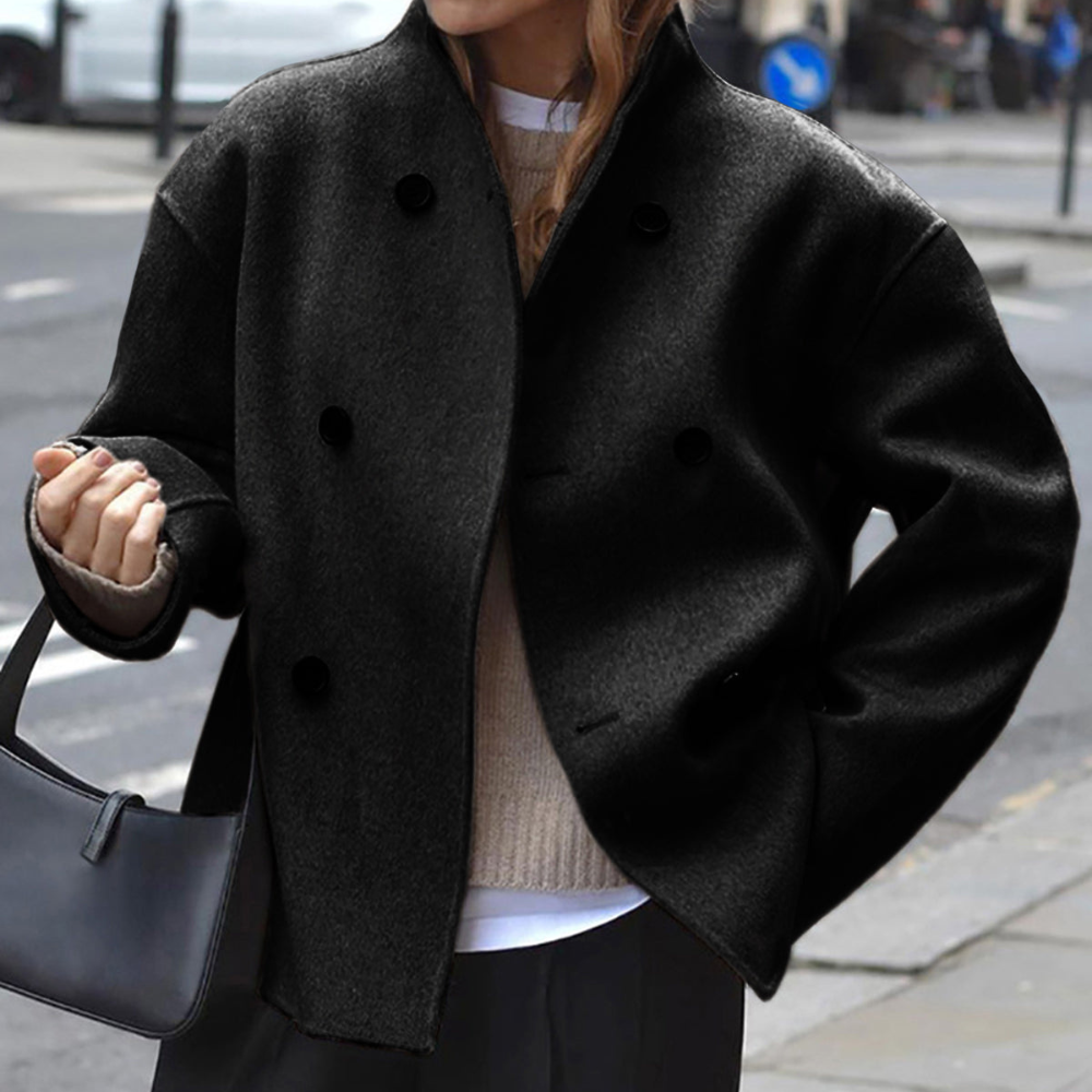 Chaqueta de invierno de lana para mujer de corte holgado y estilo vintage