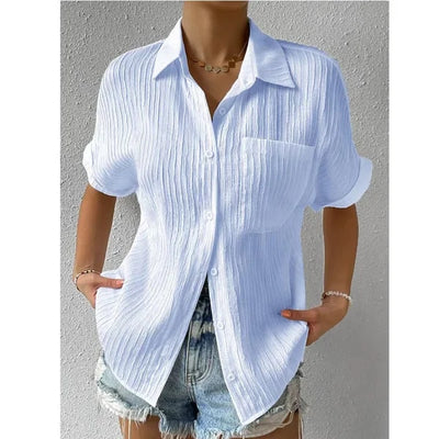 Cuello Camisa Casual Blusa Suelta Abotonada