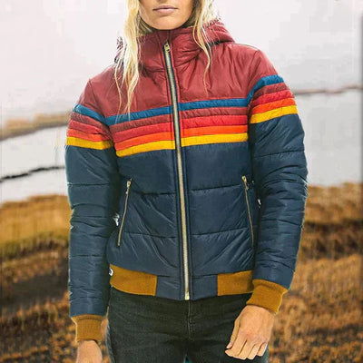 Roswitha - Parka retro con capucha de pelo sintético para mujer