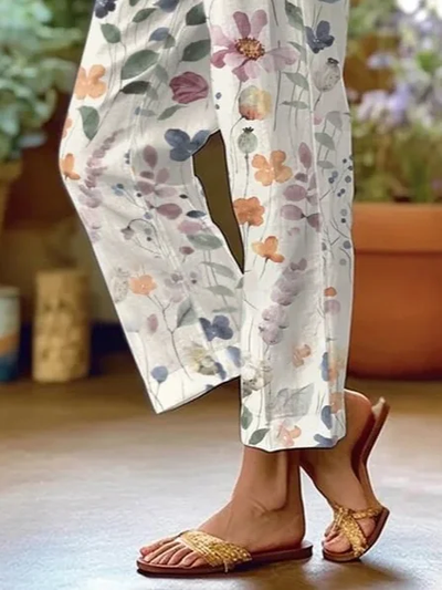 Yasmin - Pantalón Suelto Casual Floral