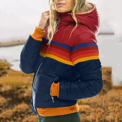 Roswitha - Parka retro con capucha de pelo sintético para mujer