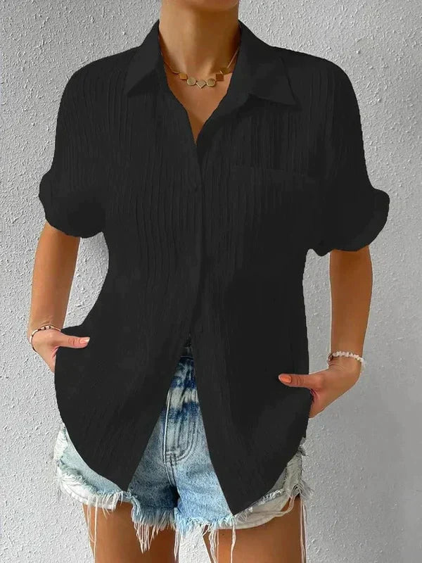 Cuello Camisa Casual Blusa Suelta Abotonada