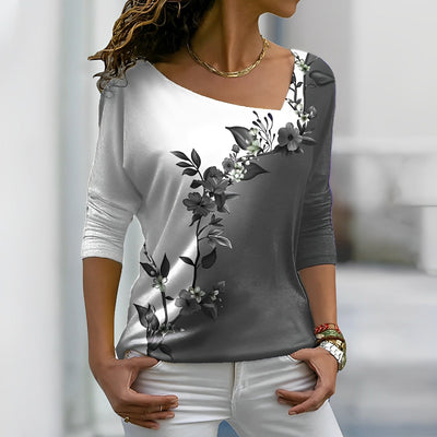 Camiseta floral con bloques de color