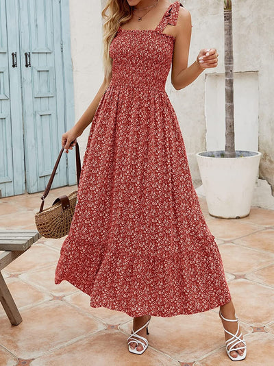 Maria - Vestidos Sueltos con Tirantes Estampados Bohemios Largos de Verano para Mujer