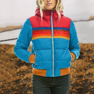 Roswitha - Parka retro con capucha de pelo sintético para mujer