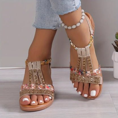 Sophia - Nuevas sandalias de verano para mujer con puntera abierta y strass