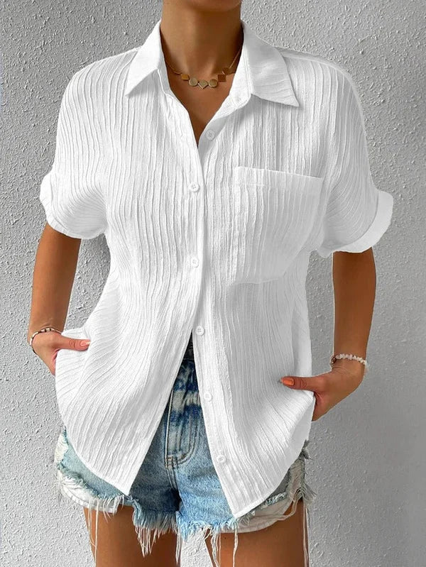 Cuello Camisa Casual Blusa Suelta Abotonada