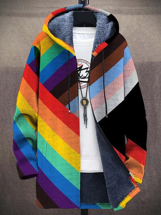 Samuel - Rainbow Pride Art Chaqueta de manga larga y gruesa con estampado polar unisex Rainbow Pride Art