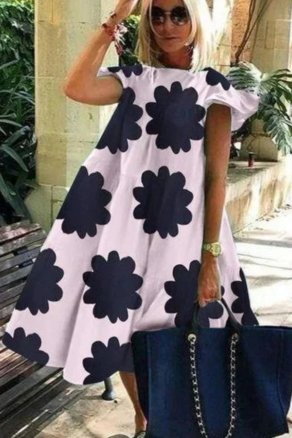 Precioso vestido suave con estampado en forma de A