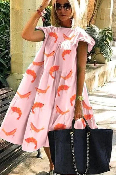 Precioso vestido suave con estampado en forma de A